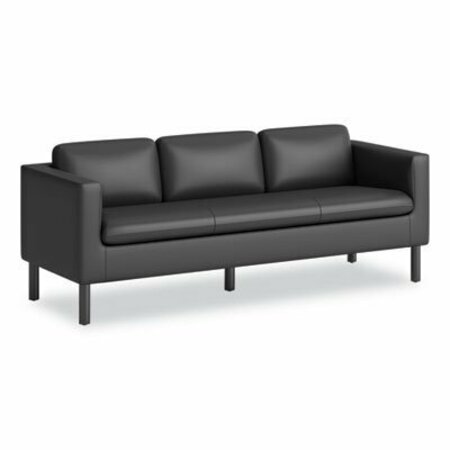 THE HON CO Sofa, 3-Seat, 77inx26-3/4inx29in, Black Poly/Metal Legs SOFA, LOUNGE, FABRIC, BLACK VP3LSOFABLK